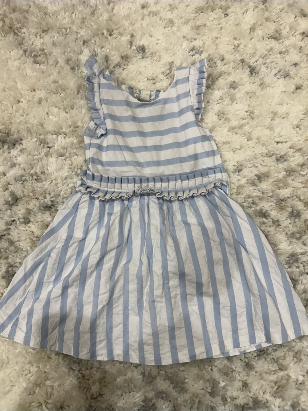Girls' Blue and White Striped Ruffle Dress size 6